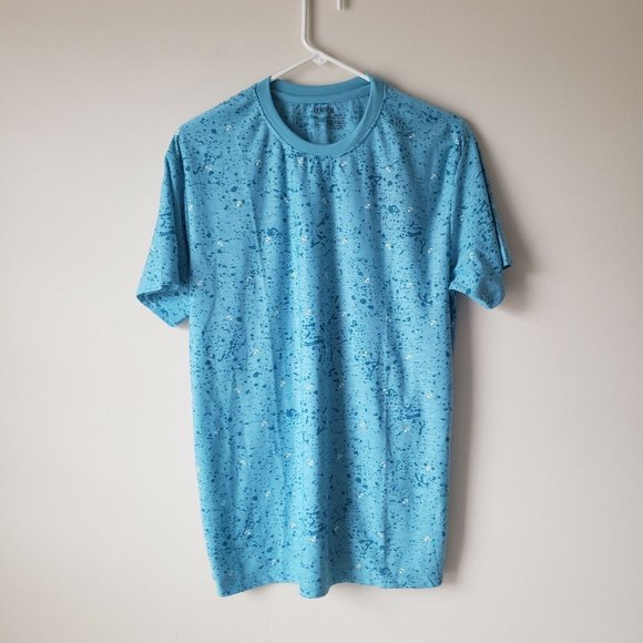 Vertical Sport T-Shirt Tee Mens Large Teal Blue Splatter Anchor Ocean NWT - Picture 1 of 10